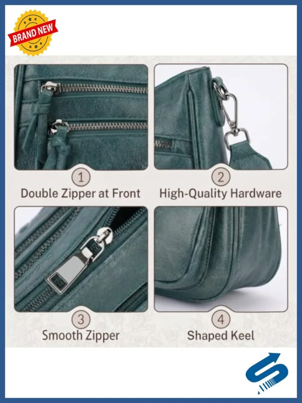 Vegan Leather Crossbody Hobo Purse with Adjustable Strap & Multi Pockets